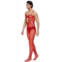 Men's Bodystocking, Spaghetti Strap, RED, ONE SIZE